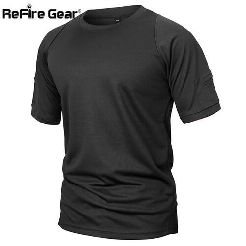 ReFire Gear 여름 전술 카모 티셔츠 남자건조 밀리터리 캐주얼 통기성 카 모 라운드티
