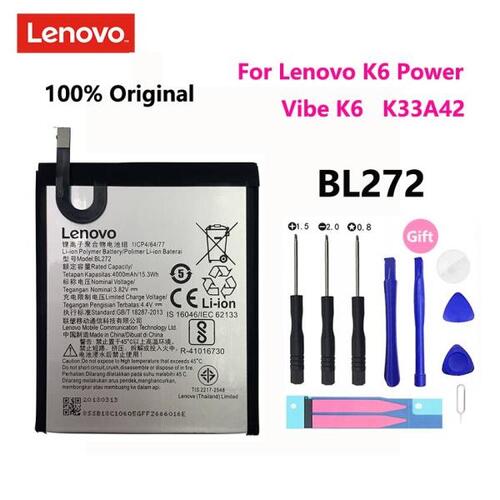 레노버 K6 전원 바이브 K6 K33A42 핸드폰 교체 배터리 Bateria 용 100%  리얼 4000mAh BL272 배터리